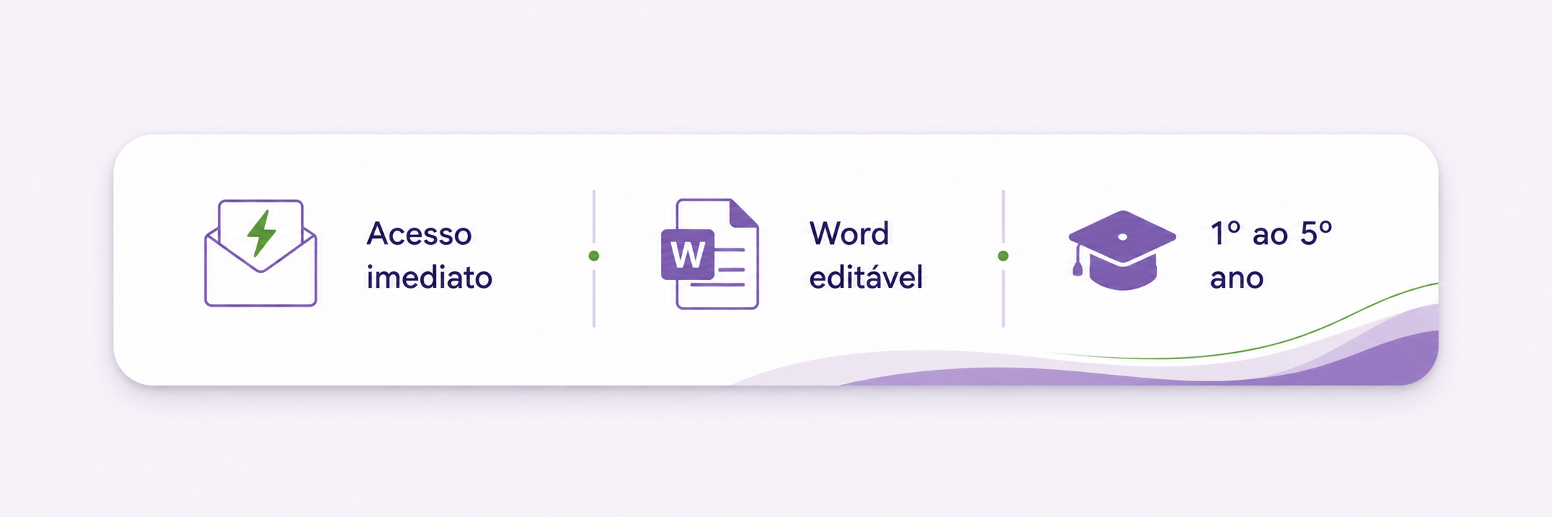 Faixa com benefícios: acesso imediato, Word editável e 1º ao 5º ano