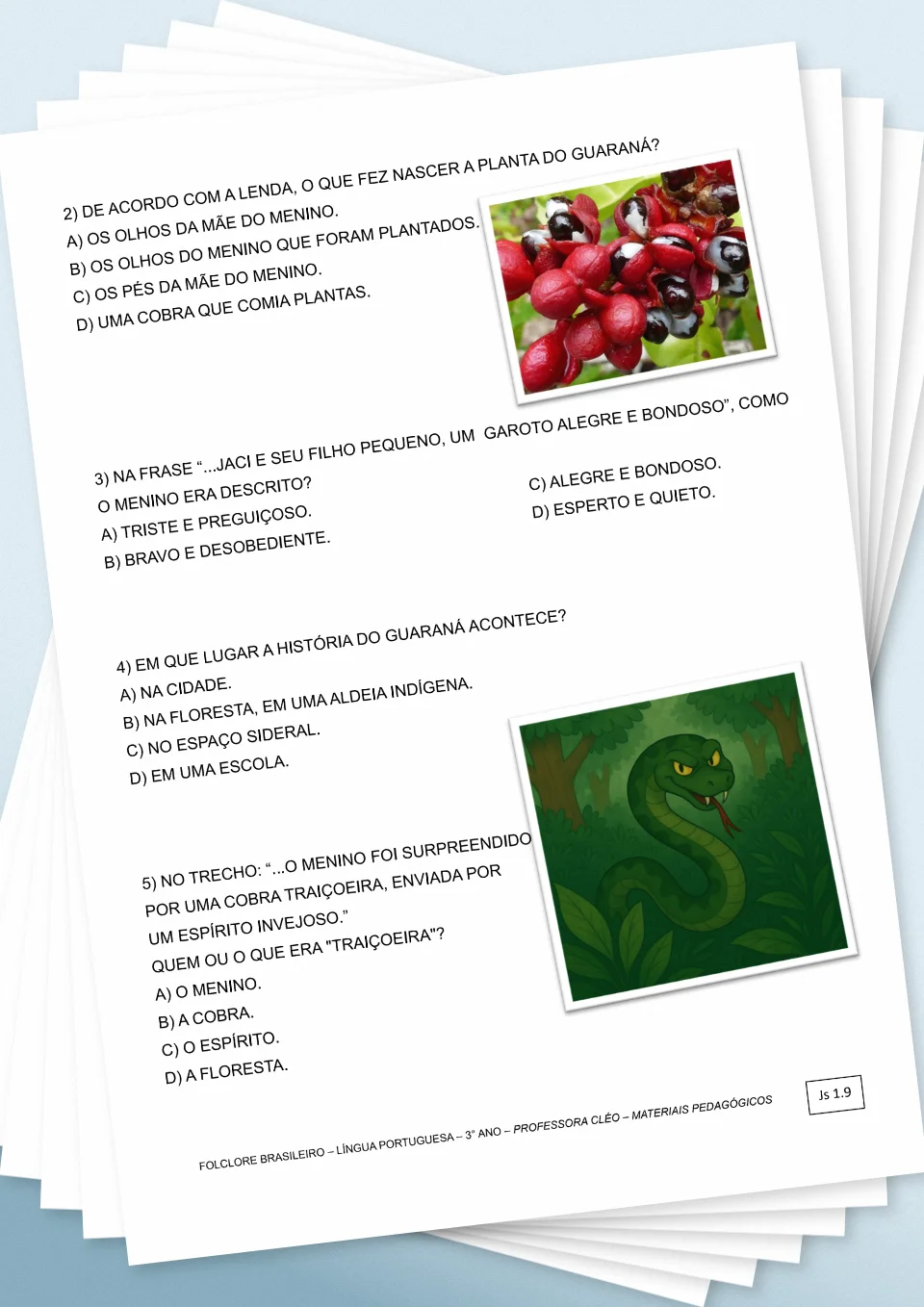 Atividade sobre a lenda indígena do guaraná