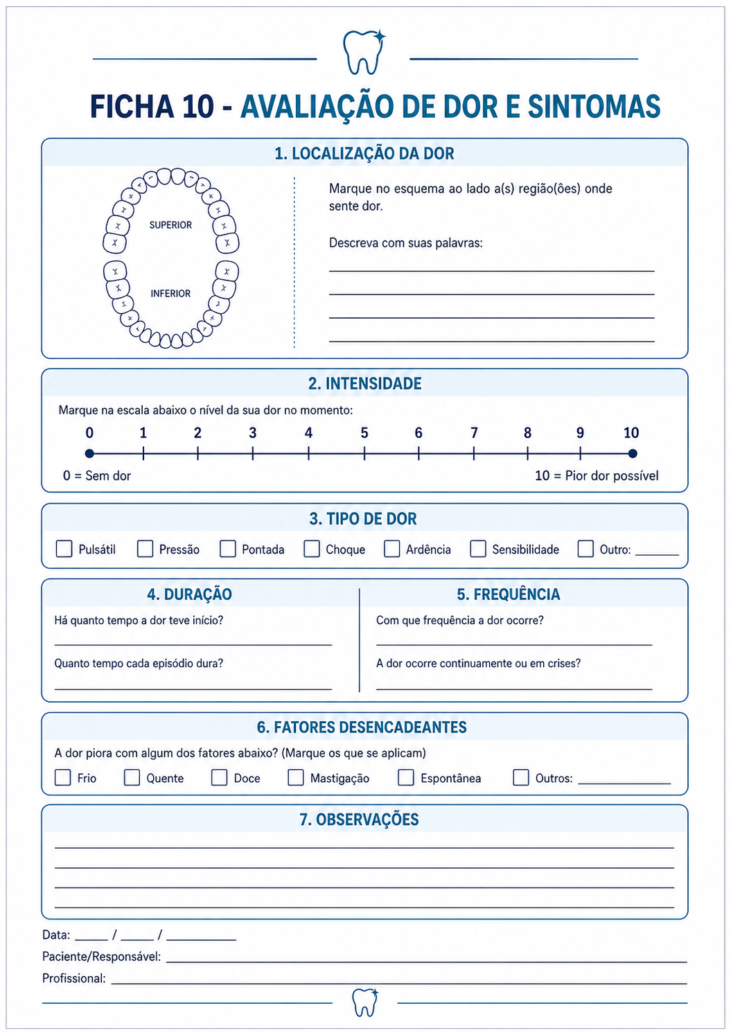 Modelo de ficha odontológica